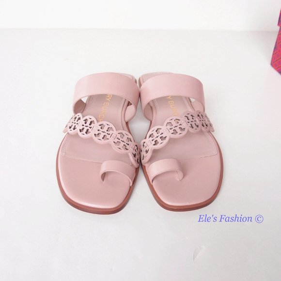 NIB Tory Burch Tiny Miller Toe Ring Leather Sandal Shell Pink US 7 10.5 AUTHENTC - Picture 5 of 16